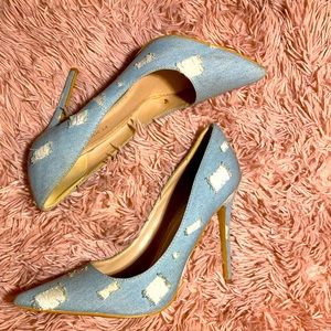 Light Blue Jean Pumps